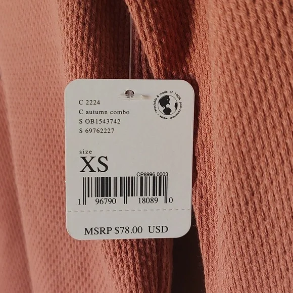 NWT! Free People Mikah Layering Thermal Cuff / Long Sleeve Top Autumn Size XS - Picture 8 of 12